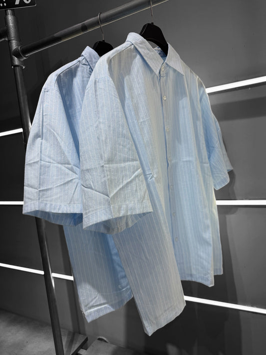 CAMICIA RIGHE CELESTE